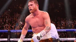 Saúl "Canelo" Álvarez arriba del ring.