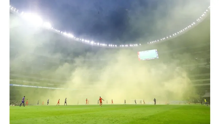 El estadio Azteca durante el amistoso ante Alebrijes.