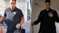 Adrián Aldrete y Jesús Molina en su llegada al estadio.