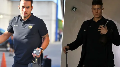 Adrián Aldrete y Jesús Molina en su llegada al estadio.