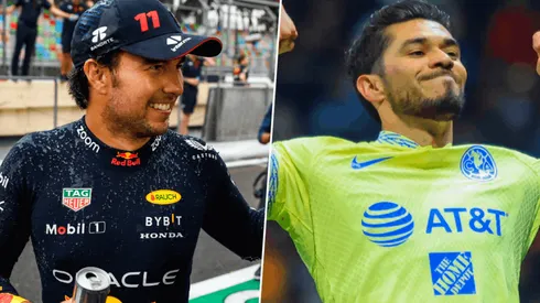 Sergio Pérez y la felicitación para Henry Martín.