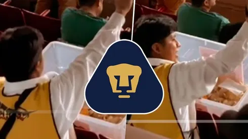 Vendedor del estadio Azteca entonando el Himno de Pumas.