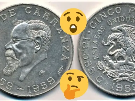 La razón por la que la moneda de Venustiano Carranza de 5 pesos vale 75 mil