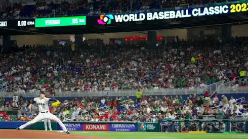 El lanzador japonés Roki Sasaki en el Clásico Mundial de Béisbol.