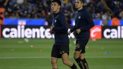 Héctor Ramírez en el calentamiento en el 'Volcán'.