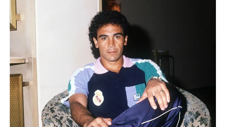 Hugo Sánchez con el Real Madrid en 1989.