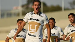 Festejo de gol de Pumas Tabasco en CU.