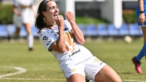 Chandra Eigenberger festeja su gol en el agregado.