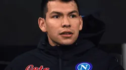 Hirving el Chucky Lozano con el Napoli en el estadio Giuseppe Meazza.