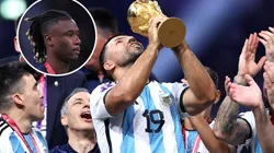 Video: Sergio Kun Aguero trolleó a Camavinga en el vestidor de Argentina