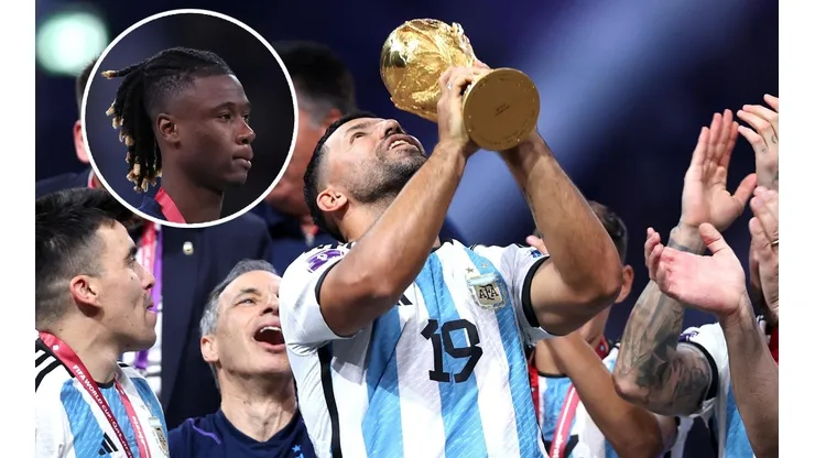 Video: Sergio Kun Aguero trolleó a Camavinga en el vestidor de Argentina