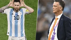 Lionel Messi vs. Louis Van Gaal tras el partido.