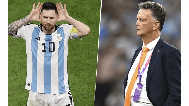 Lionel Messi vs. Louis Van Gaal tras el partido.