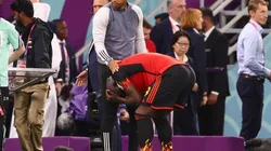 Al Rayyan, Qatar, 1st December 2022. Assistant coach Thierry Henry consoles Romelu Lukaku of Belgium during the FIFA Wor