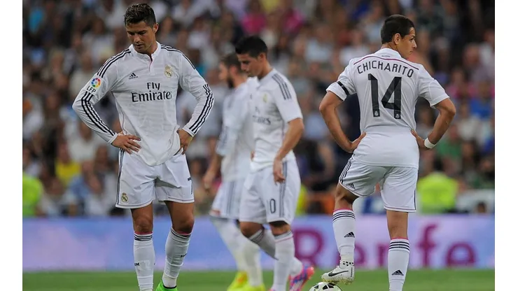Cristiano Ronaldo y Javier Chicharito Hernández con Real Madrid en La Liga 2014-15.
