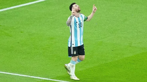 Lionel Messi celebra su gol ante México en Qatar 2022.