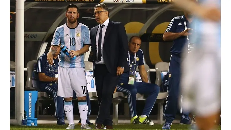 Messi junto a Martino en la Copa América 2016.
