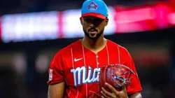 Sandy Alcántara, pitcher de los Marlines de Miami, en la temporada 2022.