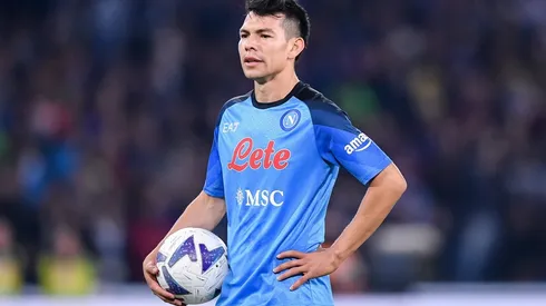 Hirving Lozano of SSC Napoli looks on during the Serie A match between Napoli and Empoli at Stadio Diego Armando Maradon