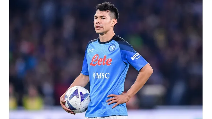 Hirving Lozano of SSC Napoli looks on during the Serie A match between Napoli and Empoli at Stadio Diego Armando Maradon