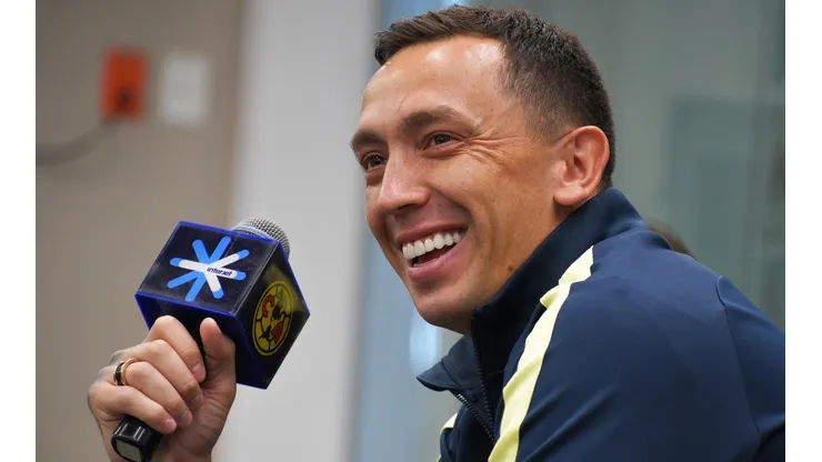 Agustín Marchesín en su conferencia de despedida en el verano de 2019.