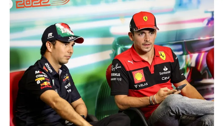 Sergio Pérez y Charles Leclerc en conferencia previa al Gran Premio de México.