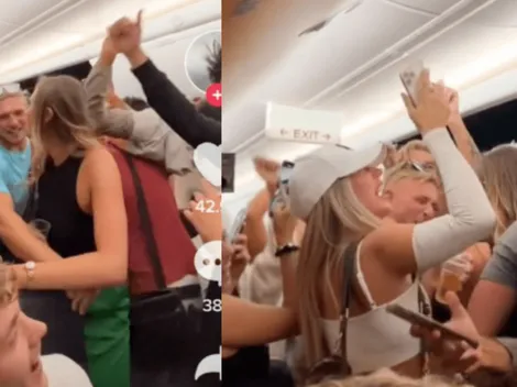 VIDEO: Pasajeros arman tremenda FIESTA y LIGUE en pleno vuelo