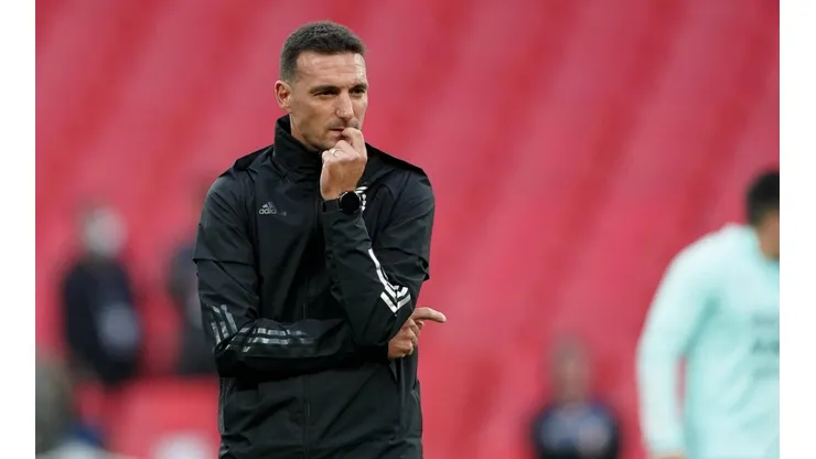 Lionel Scaloni en un entrenamiento de la selección argentina en Wembley.