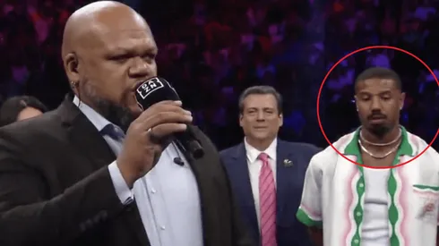 Michael B Jordan en el ring de Canelo vs. Golovkin