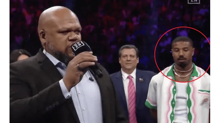 Michael B Jordan en el ring de Canelo vs. Golovkin