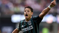 INGLEWOOD, CALIFORNIA - AUGUST 03: Javier Hernandez #14 of Los Angeles Galaxy reacts for possession against the Guadalajara Chivas during the first half of the Leagues Cup Showcase 2022 at SoFi Stadium on August 03, 2022 in Inglewood, California. (Photo by Harry How/Getty Images)-Not Released (NR)