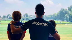 Fernando del Solar con sus hijos Luciano y Paolo, también aficionados de Cruz Azul.