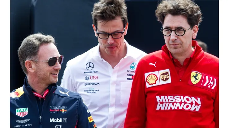 Mattia Binotto, Christian Horner y Toto Wolff, competidores directos en esta temporada.