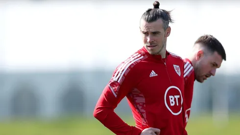 Gareth Bale en la concentración de Gales.