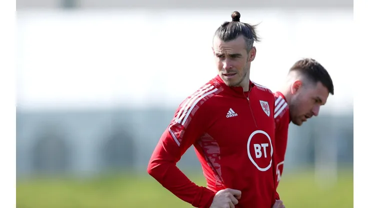 Gareth Bale en la concentración de Gales.