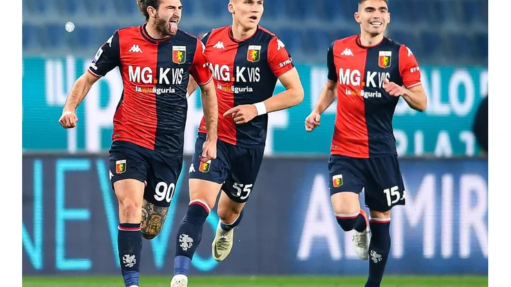 Johan Vásquez celebra el gol de Manolo Portanova.