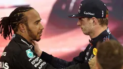 Hamilton y Verstappen en el podio de Abu Dabi