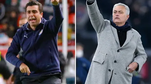 Michel Leaño, DT del Guadalajara, y José Mourinho, DT de la Roma.