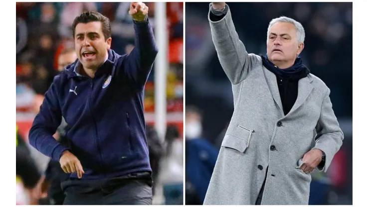 Michel Leaño, DT del Guadalajara, y José Mourinho, DT de la Roma.