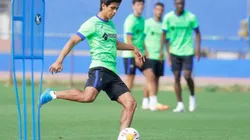 José Juan Macías en un entrenamiento del Getafe.