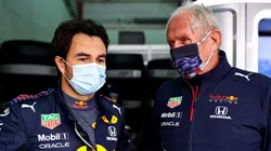 Sergio Pérez con Helmut Marko en Red Bull.