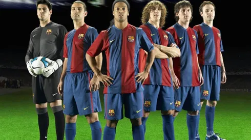 Márquez y algunos de los jugadores antes del año del sextete con el Barcelona.