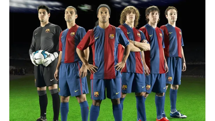 Márquez y algunos de los jugadores antes del año del sextete con el Barcelona.