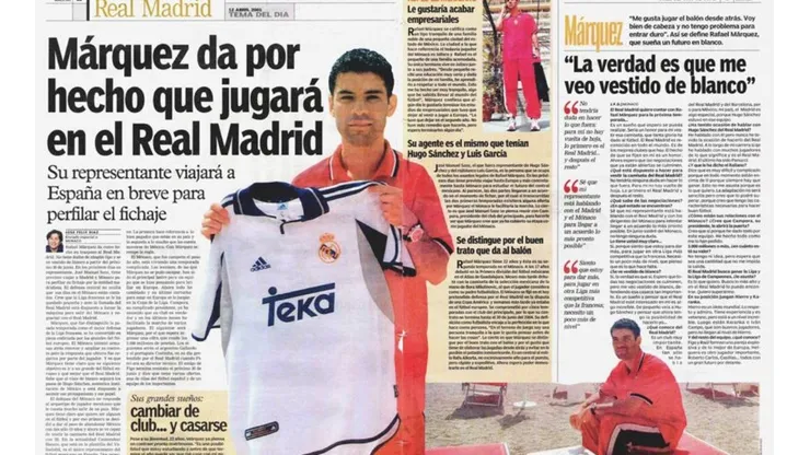 La nota de Marca donde Rafa Márquez ya se sentía jugador del Real Madrid.