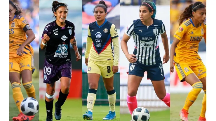 Las 5 futbolistas con más partidos en la Liga MX Femenil.