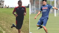 Johan Vásquez e Hirving Lozano en entrenamiento previo al Genoa contra Napoli.
