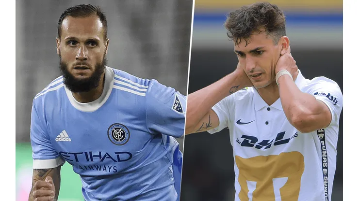 New York City, con Maxime Chanot, y Pumas UNAM, con Juan Dinenno, se enfrentarán por la Leagues Cup. (Fotos: Getty Images).