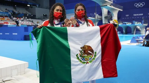 Alejandra Orozco y Gabriela Agúndez en las semifinales de Trampolín de 10 metros en los Juegos Olímpicos. (Getty Images)
