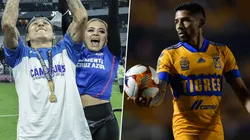 Cata Domínguez levantó la copa y Javier Aquino fue trolleado (@CruzAzul / Getty Images)
