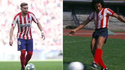 Héctor Herrera y Hugo Sánchez con la camiseta del Atlético de Madrid.